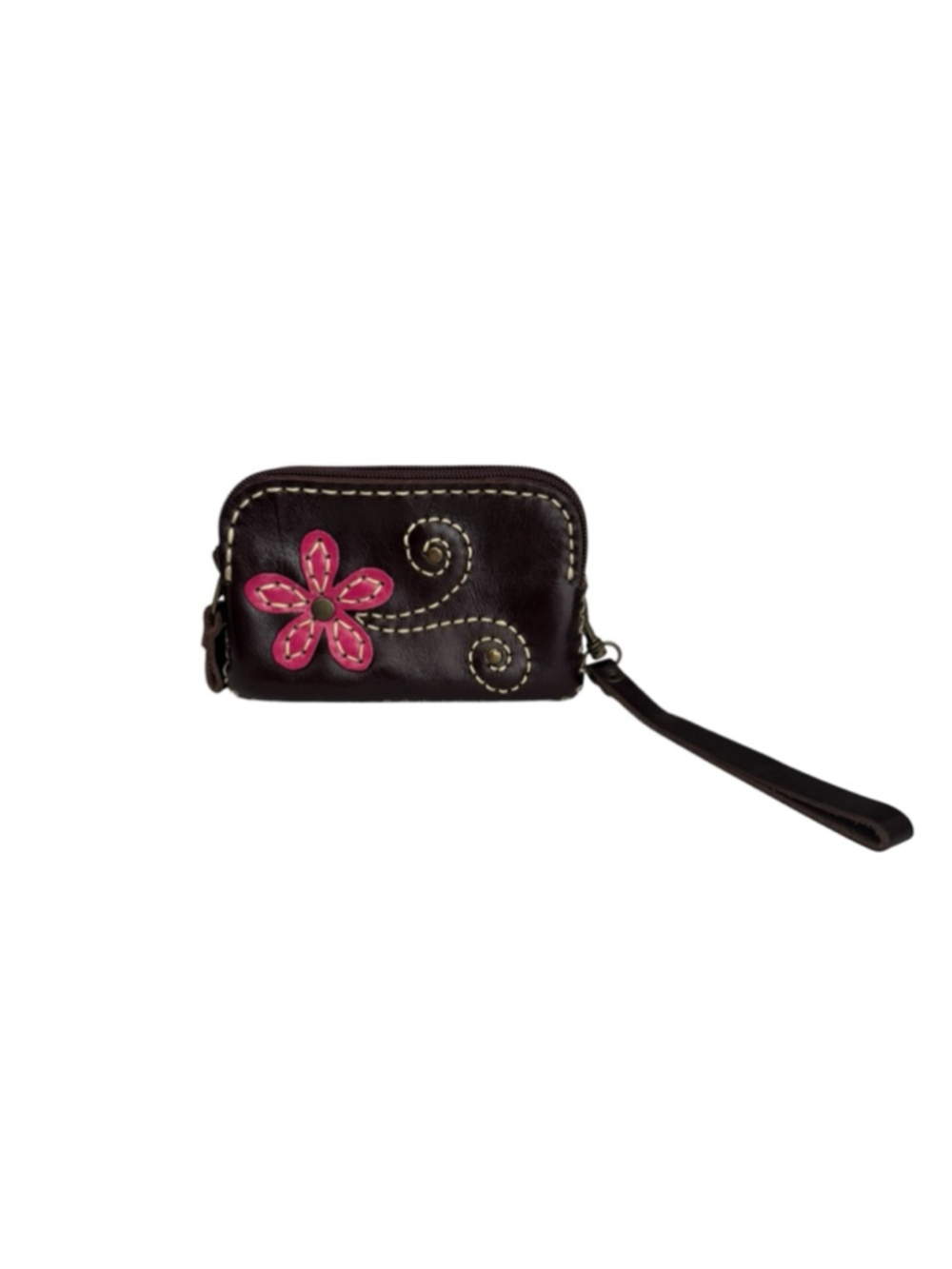 Women's Unbranded Brown Pink Floral Wristlet One Size
